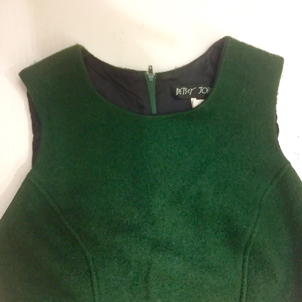 Betsey Johnson Emerald Green Tweedy Low Waist Dress - Picture 2 of 5